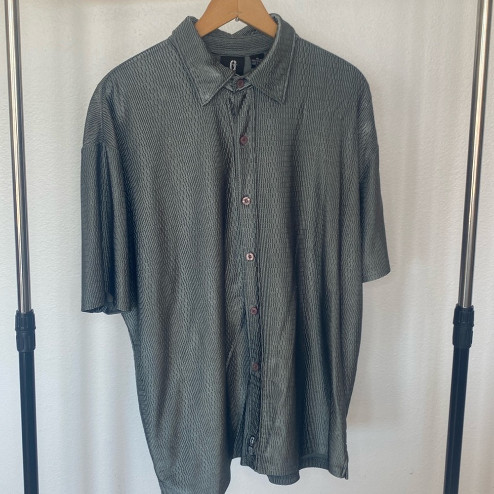 Guess Jeans | Silver Metallic Short Sleeve Button up